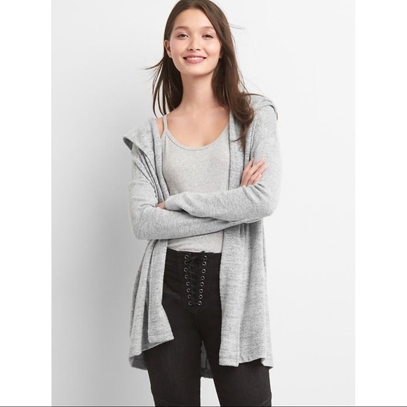 Gap Softspun Hooded Cardigan Light Grey 